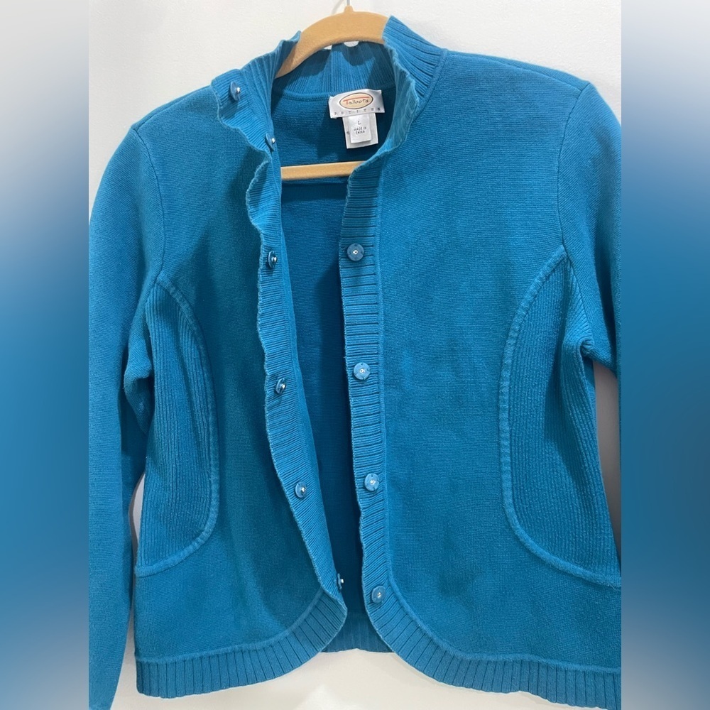 Talbots Teal Button-Up Sweater - Picture 6 of 10